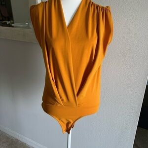 Zara Trafaluc: Brown V-neckline blouse bodysuit Size S